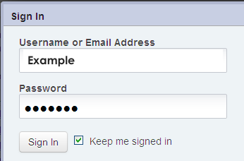 fields for entering your Username and Password