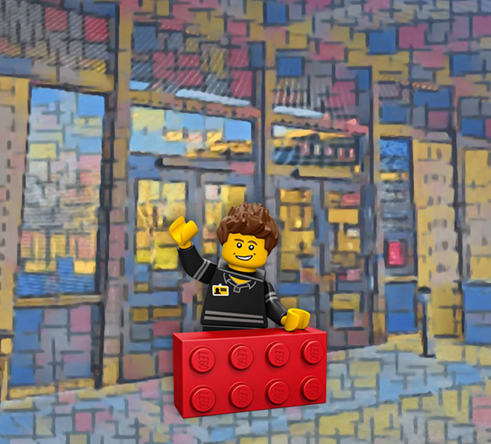 lego man with background