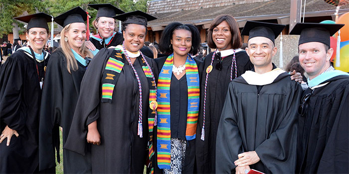 group of faculty at graduation ceremony