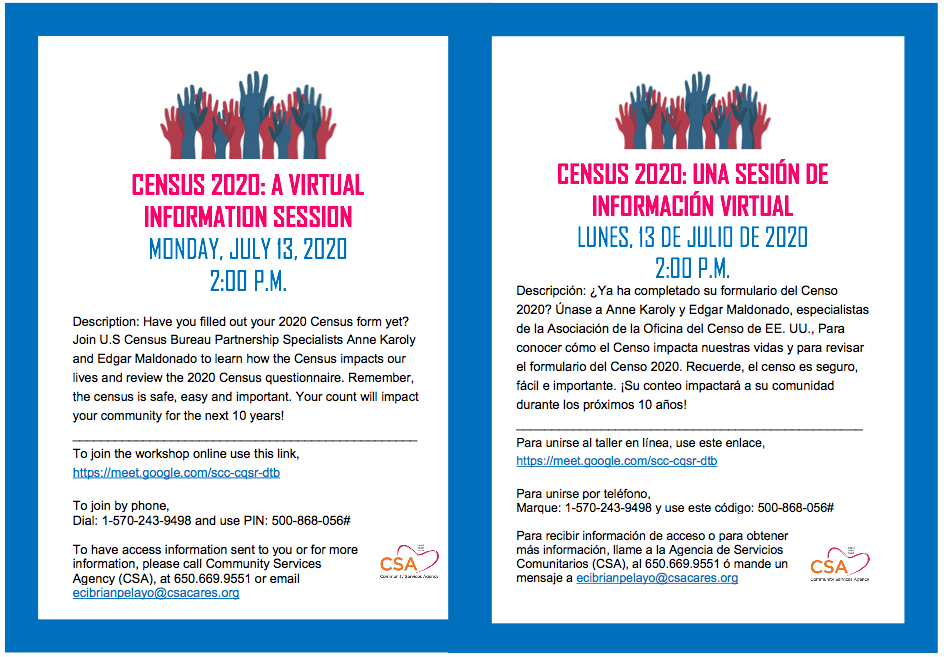 Census 2020 Virtual Info. Session Flyer