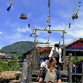 three students walking outdoors in guatemala