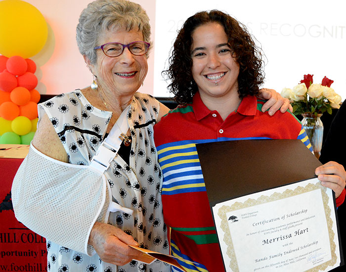 Foothill donor Ann Rando and student Missy Hart