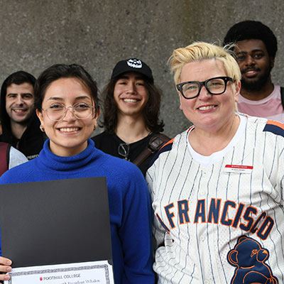 President Kristina Whalen with 5 students