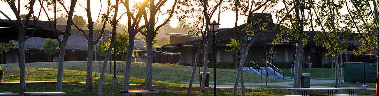 campus landscape with sunrise