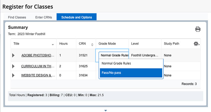 Schedule and Options Tab