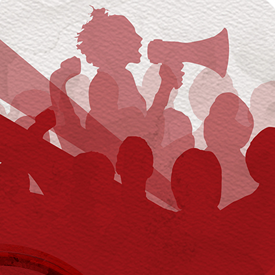 watercolor image of woman hold megaphone