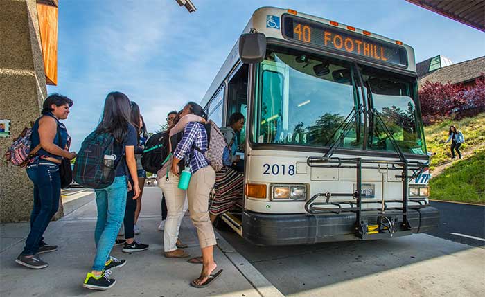 Students at bus stop