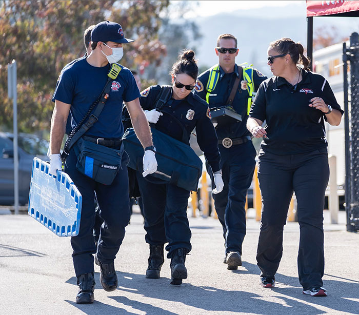 group medics walking